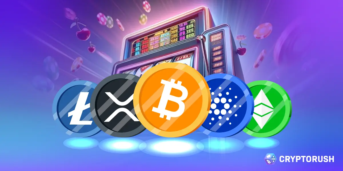 Popular cryptocurrencies to play slots with at Cryptorush casino, such as Bitcoin, Ethereum, Litecoin, and more.