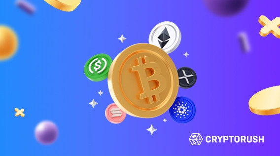 Some of the cryptocurrencies available on Cryptorush floating around, such as Bitcoin, Ethereum, etc.