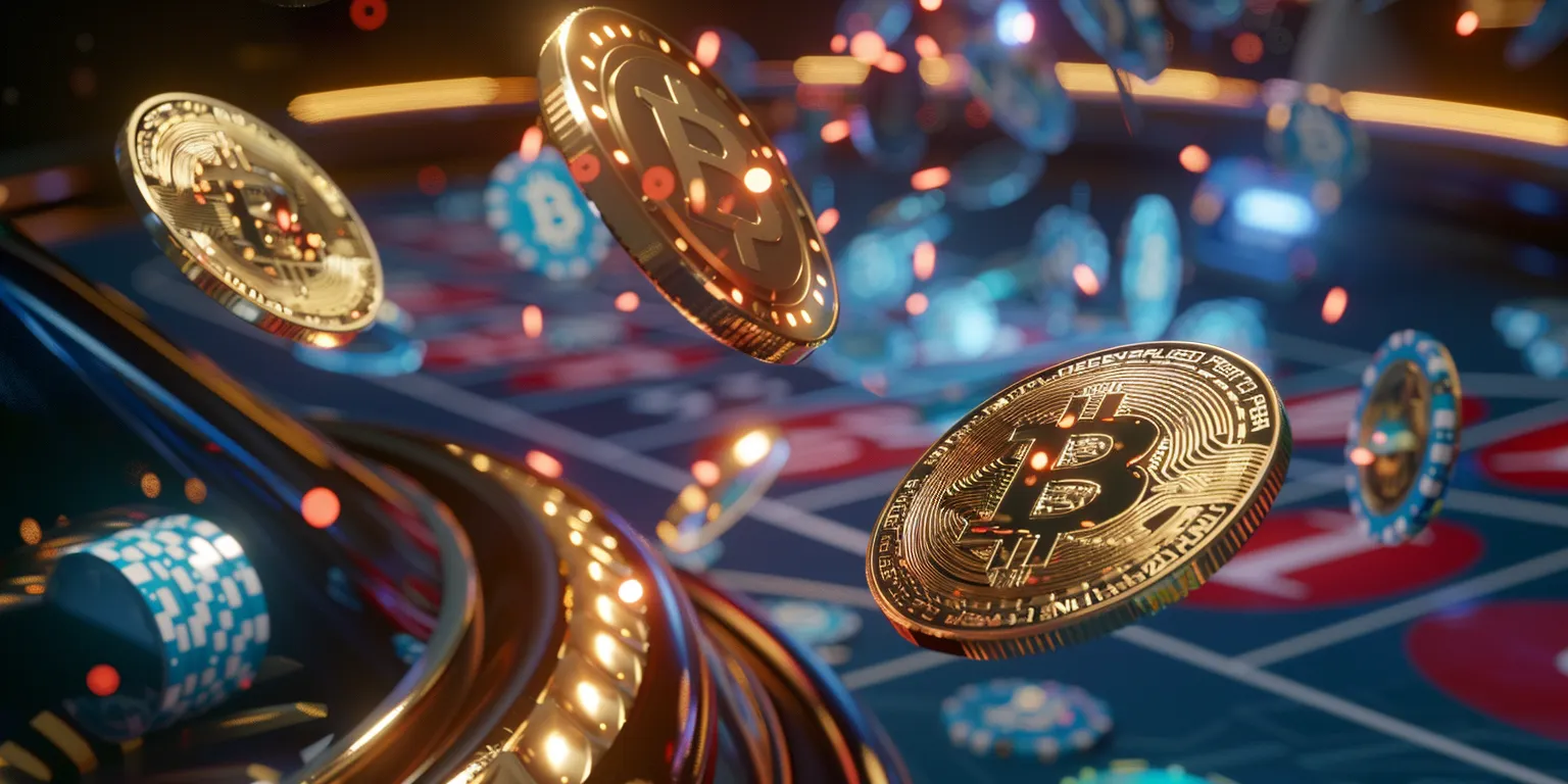 Bitcoin coins on a baccarat table, representing crypto baccarat game.