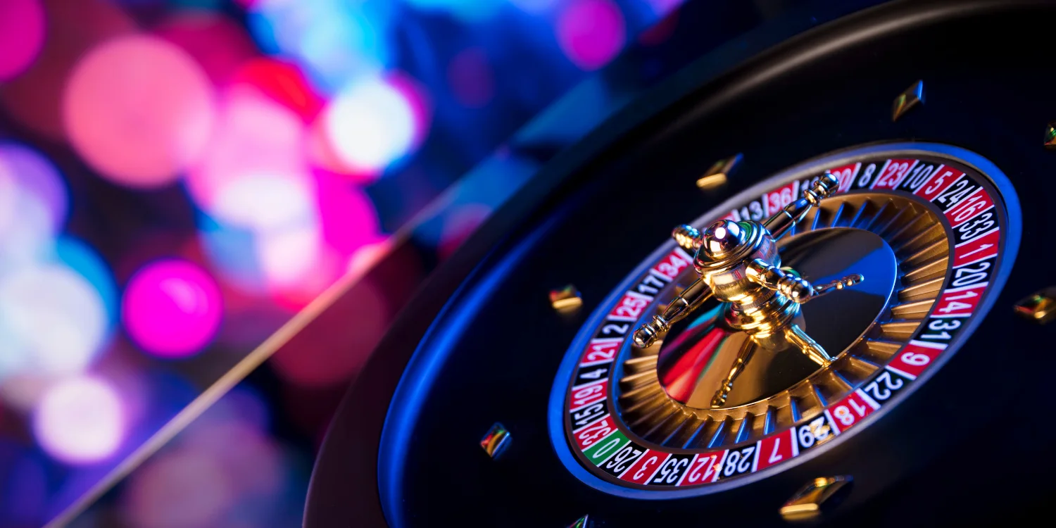 Close-up of a roulette wheel for a casino tournament.