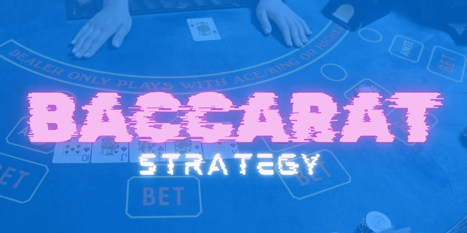 Baccarat Strategy with players at a baccarat table in the background.