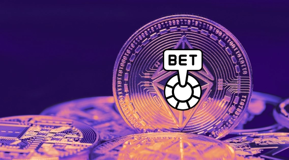 Ethereum coin with a betting icon on a purple background.