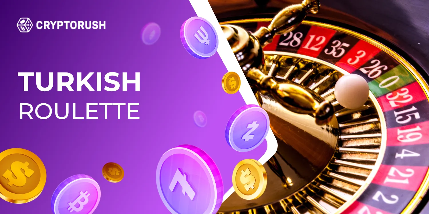 Roulette wheel with cryptocurrency symbols for Turkish Roulette gameplay.