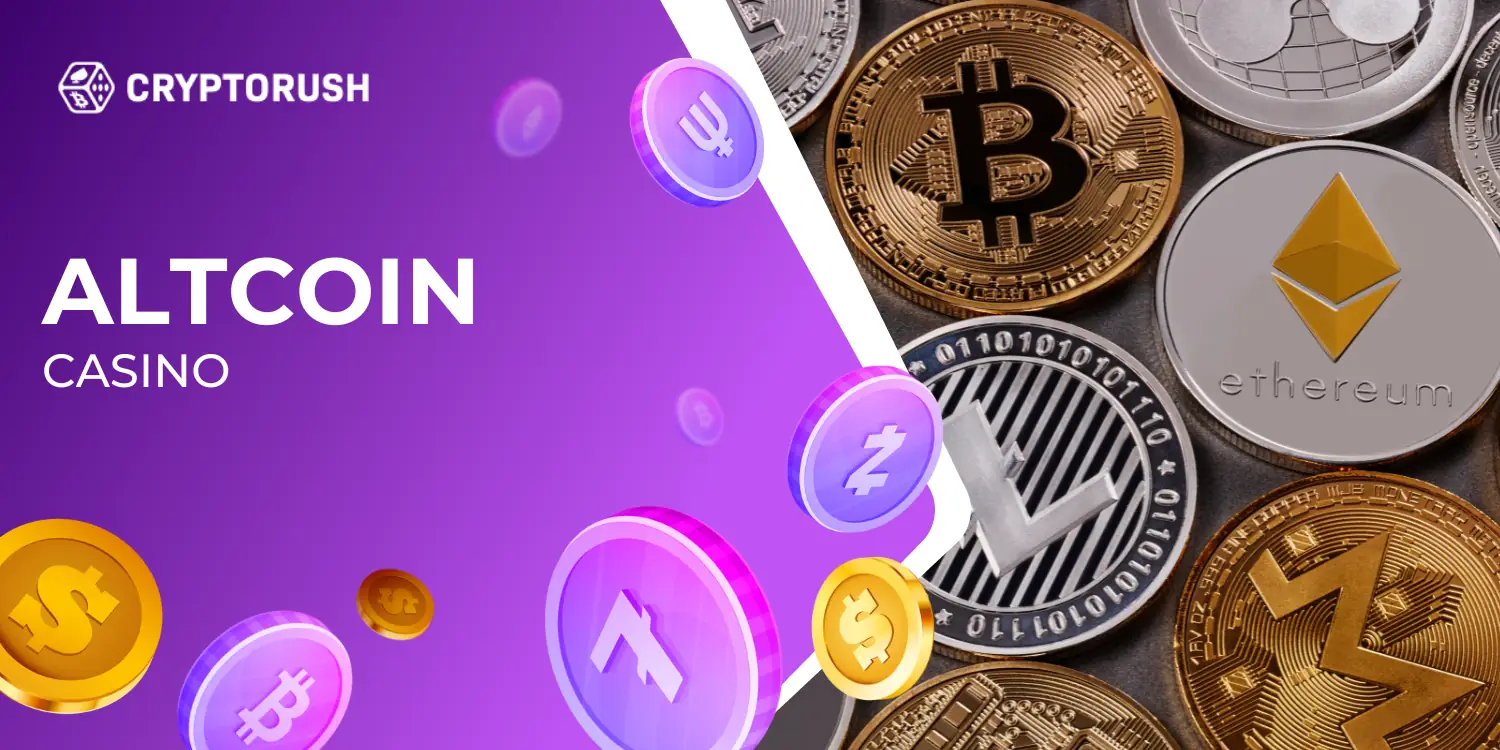 Cryptorush Altcoin Casino with cryptocurrency coins displayed